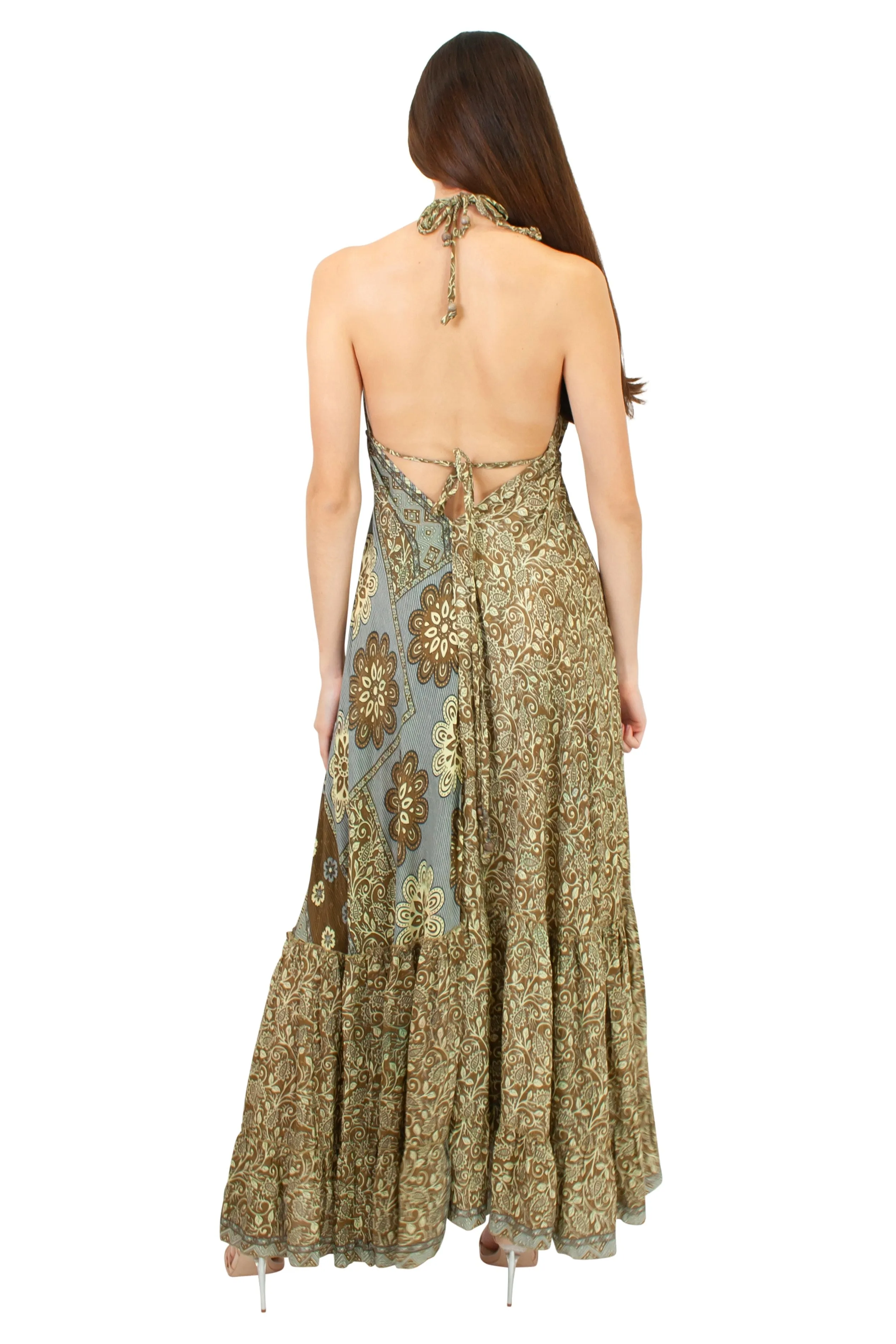 Lazy Daisy Maxi adjustable halter dress in Turquoise (DK-6320s)