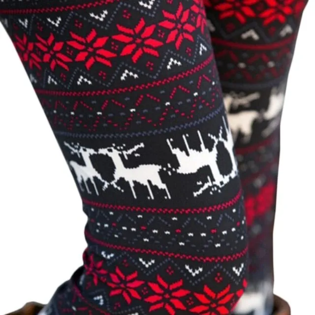 Leggings Pants Print High Waist Leggings Happy Christmas Party Long Pants Xmas Trousers