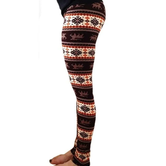 Leggings Pants Print High Waist Leggings Happy Christmas Party Long Pants Xmas Trousers