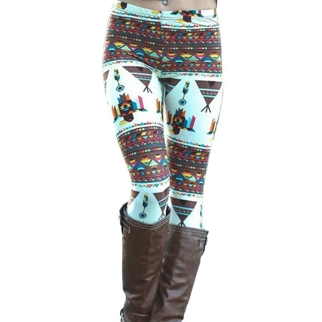Leggings Pants Print High Waist Leggings Happy Christmas Party Long Pants Xmas Trousers