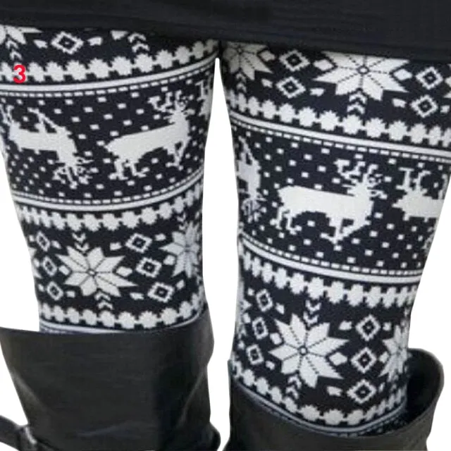 Leggings Pants Print High Waist Leggings Happy Christmas Party Long Pants Xmas Trousers
