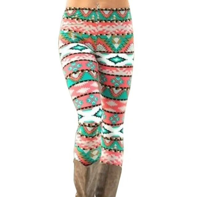 Leggings Pants Print High Waist Leggings Happy Christmas Party Long Pants Xmas Trousers