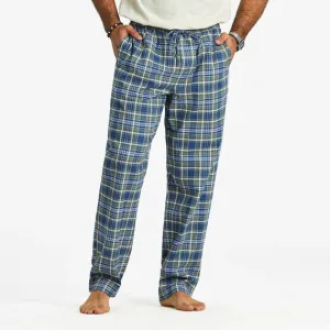 Life is Good Men's Moss and Darkest Blue Plaid Pattern Classic Sleep Pant