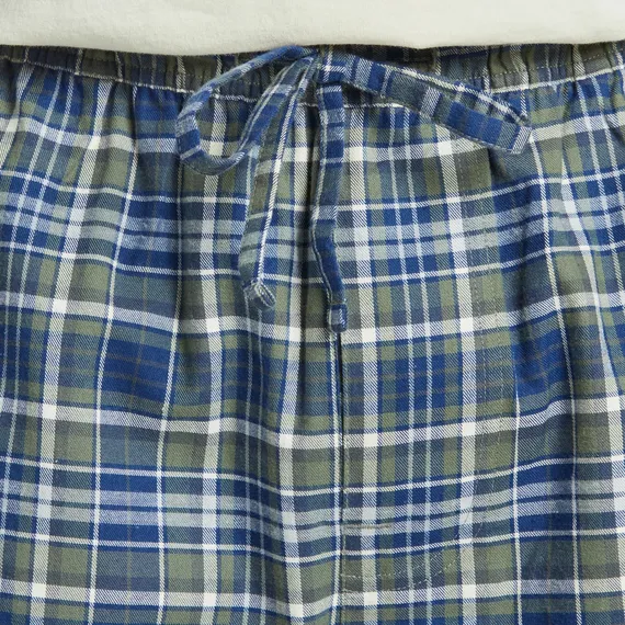 Life is Good Men's Moss and Darkest Blue Plaid Pattern Classic Sleep Pant