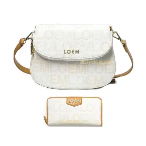 LOEM signature beige cream white cross-body shoulder Bag wallet set pockets
