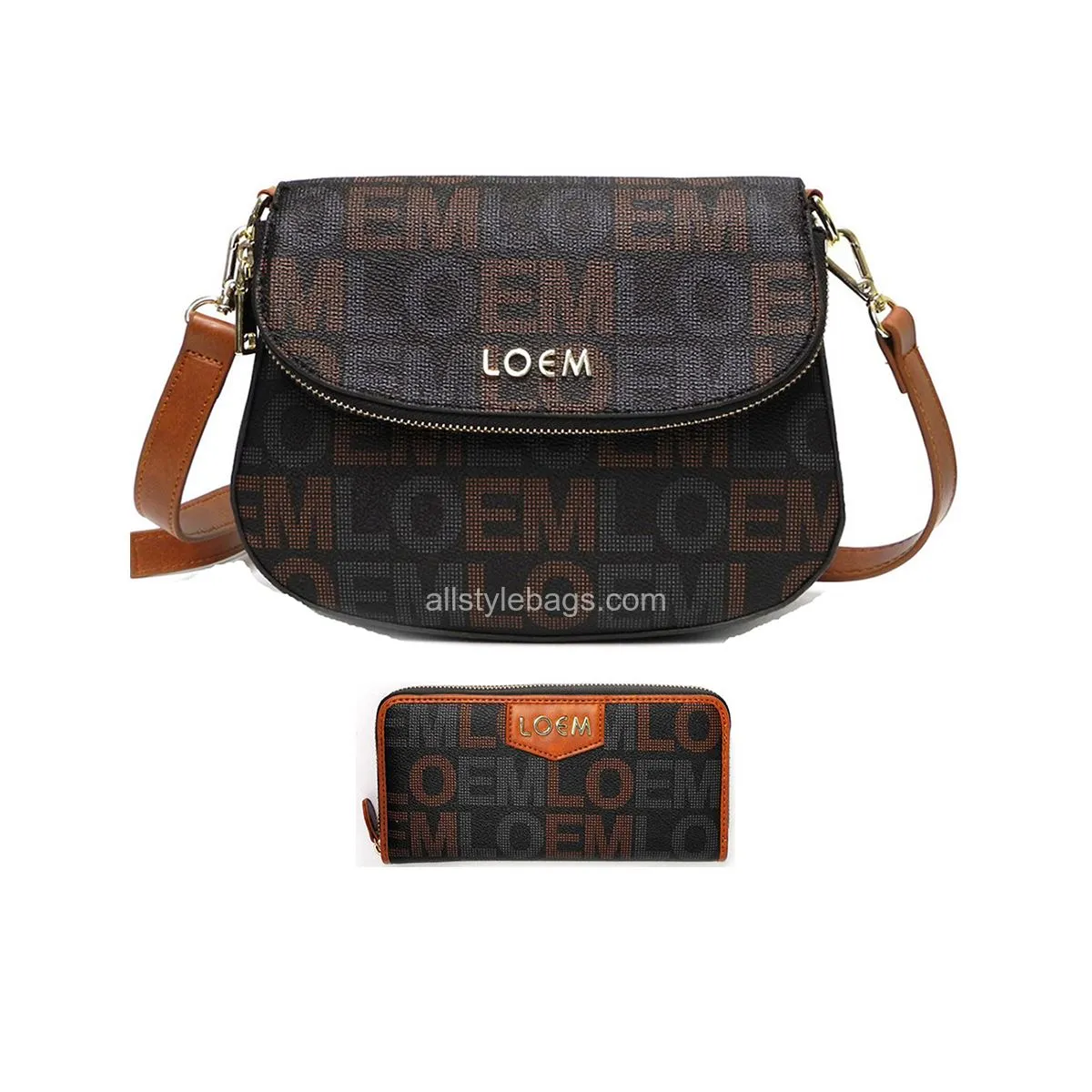 LOEM signature beige cream white cross-body shoulder Bag wallet set pockets