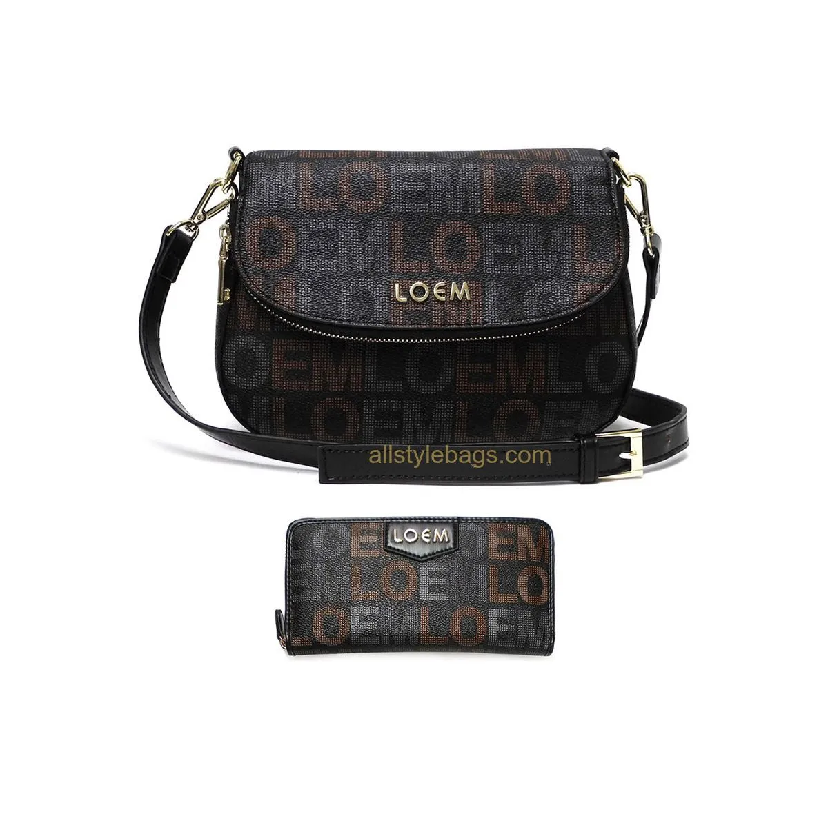 LOEM signature beige cream white cross-body shoulder Bag wallet set pockets