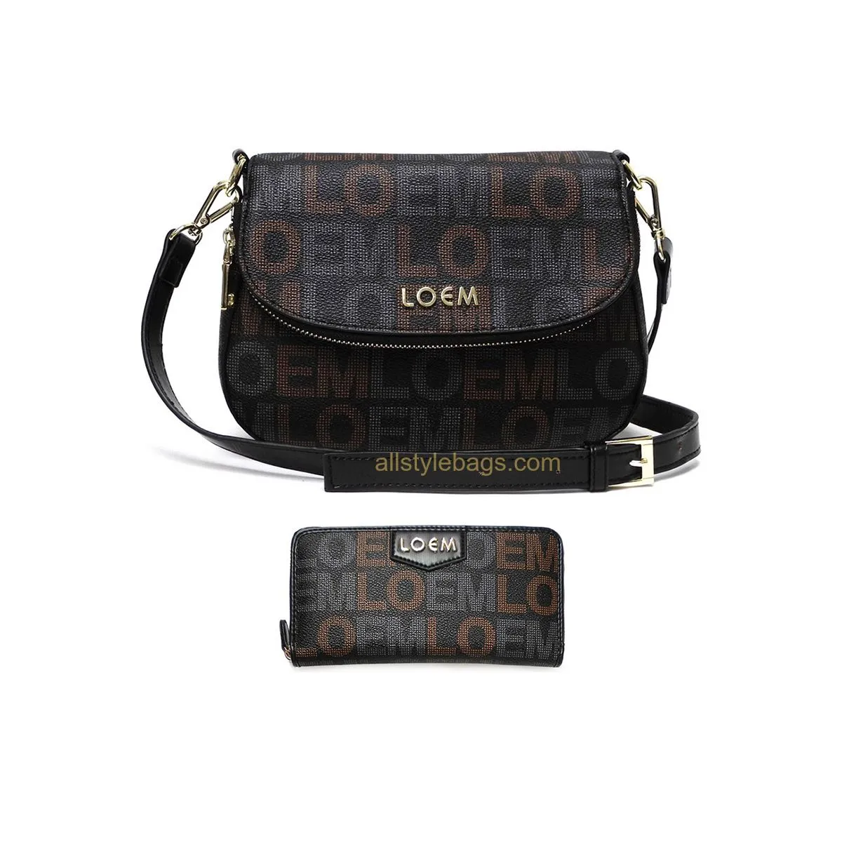 LOEM signature beige cream white cross-body shoulder Bag wallet set pockets