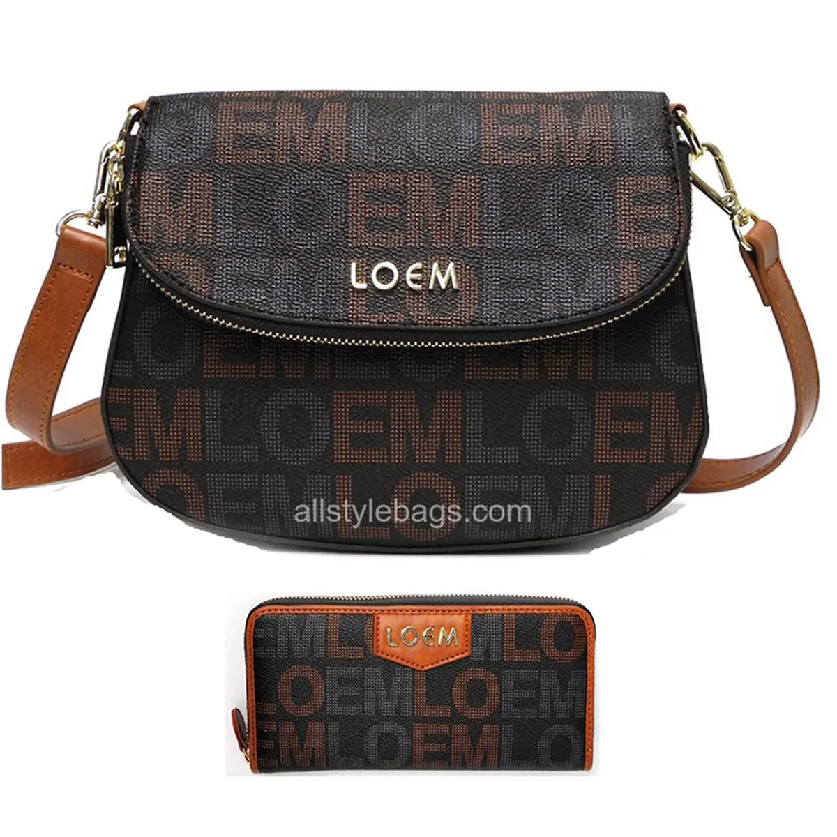 LOEM signature beige cream white cross-body shoulder Bag wallet set pockets