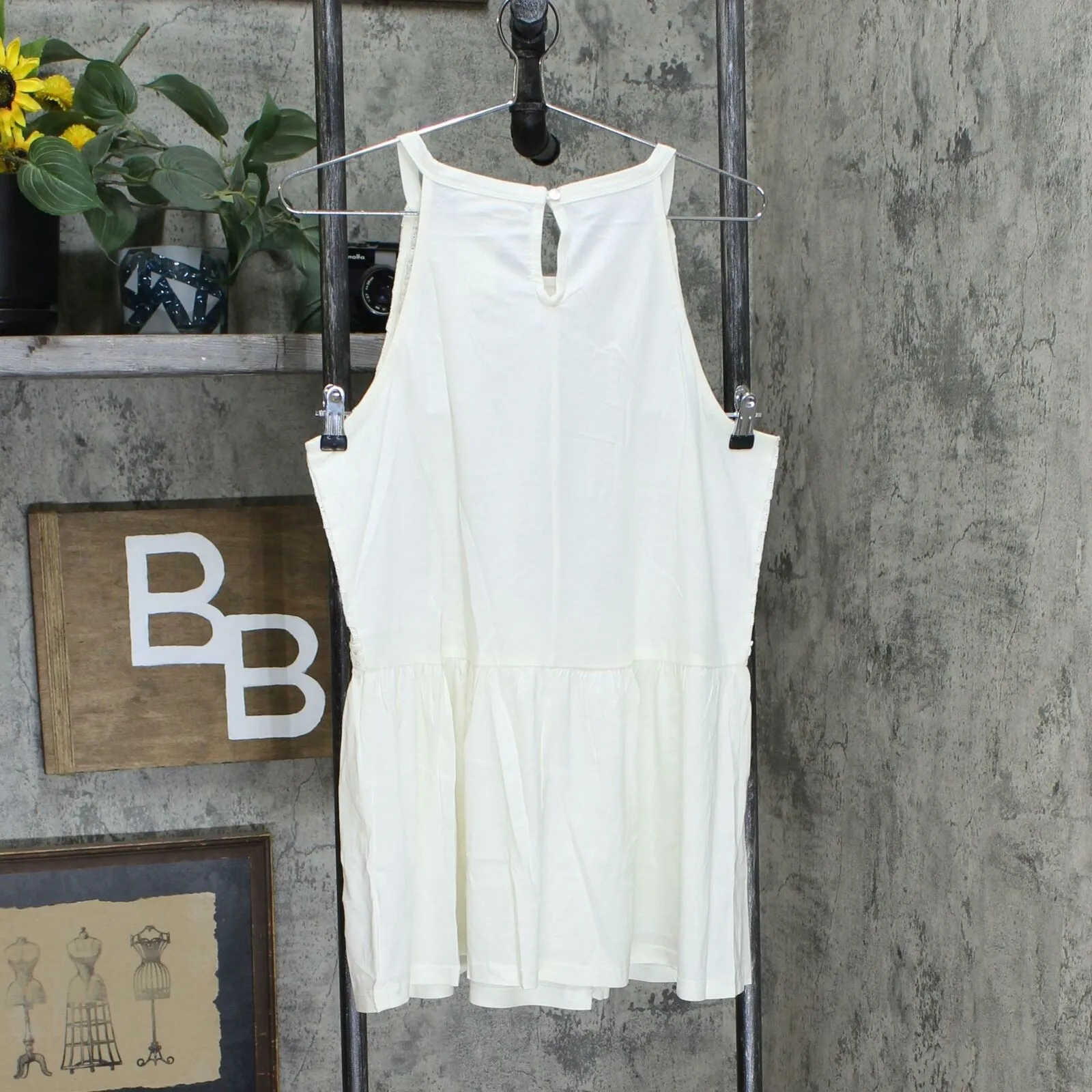 LOGO by Lori Goldstein Women's Eyelet Embroidery Peplum Tank Top