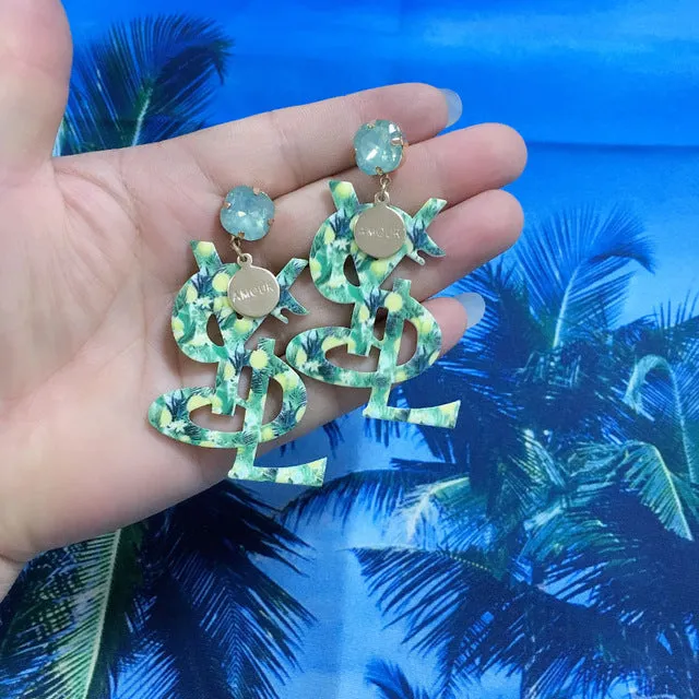 Luxury Animal Fruits Crystal Drop Earrings