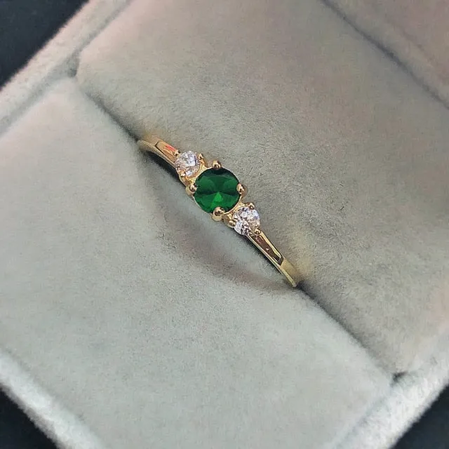 Luxury Emerald Gold Ring For Women Wedding Jewelry