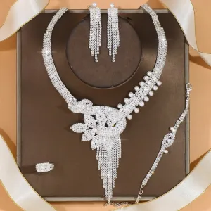 Luxury Flowers Rhinestone Bridal Jewelry Set
