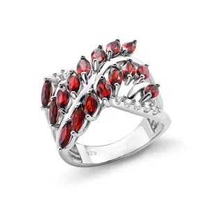 Marquise-cut Natural Garnet Gemstone Geometric Ring