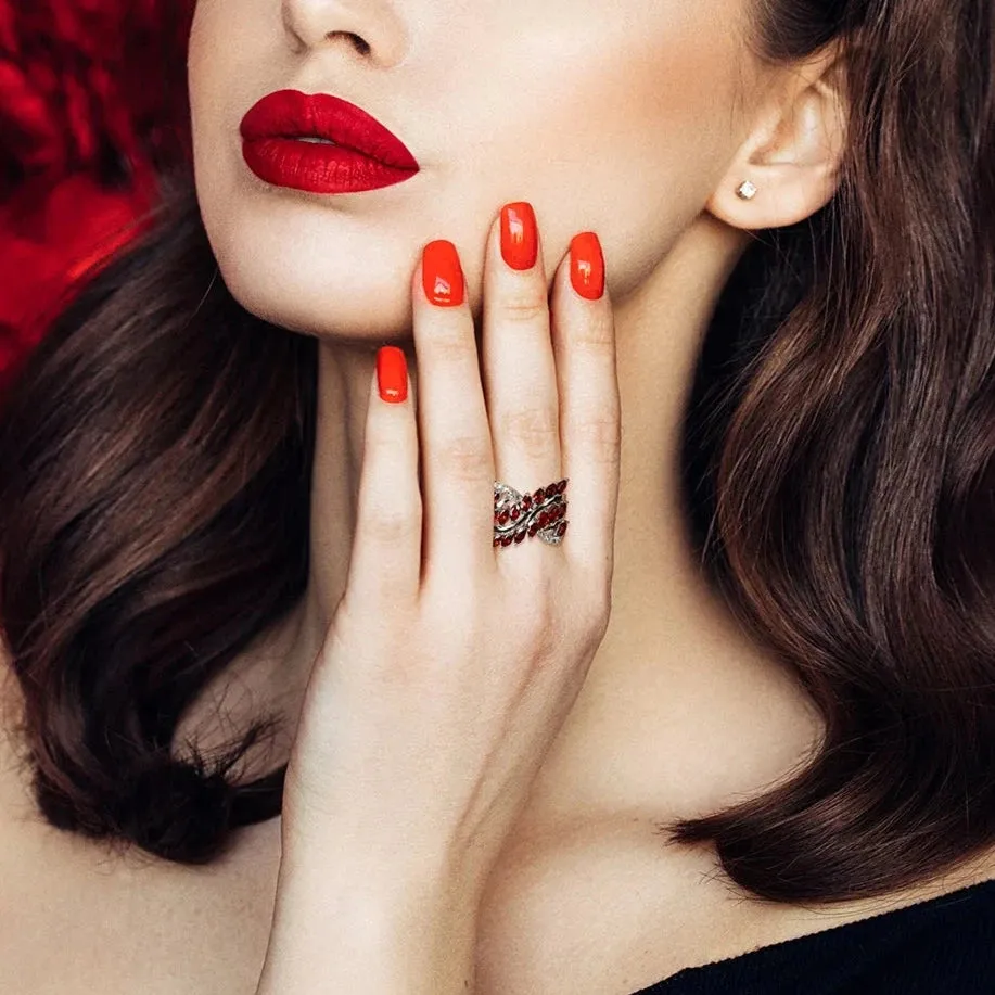 Marquise-cut Natural Garnet Gemstone Geometric Ring