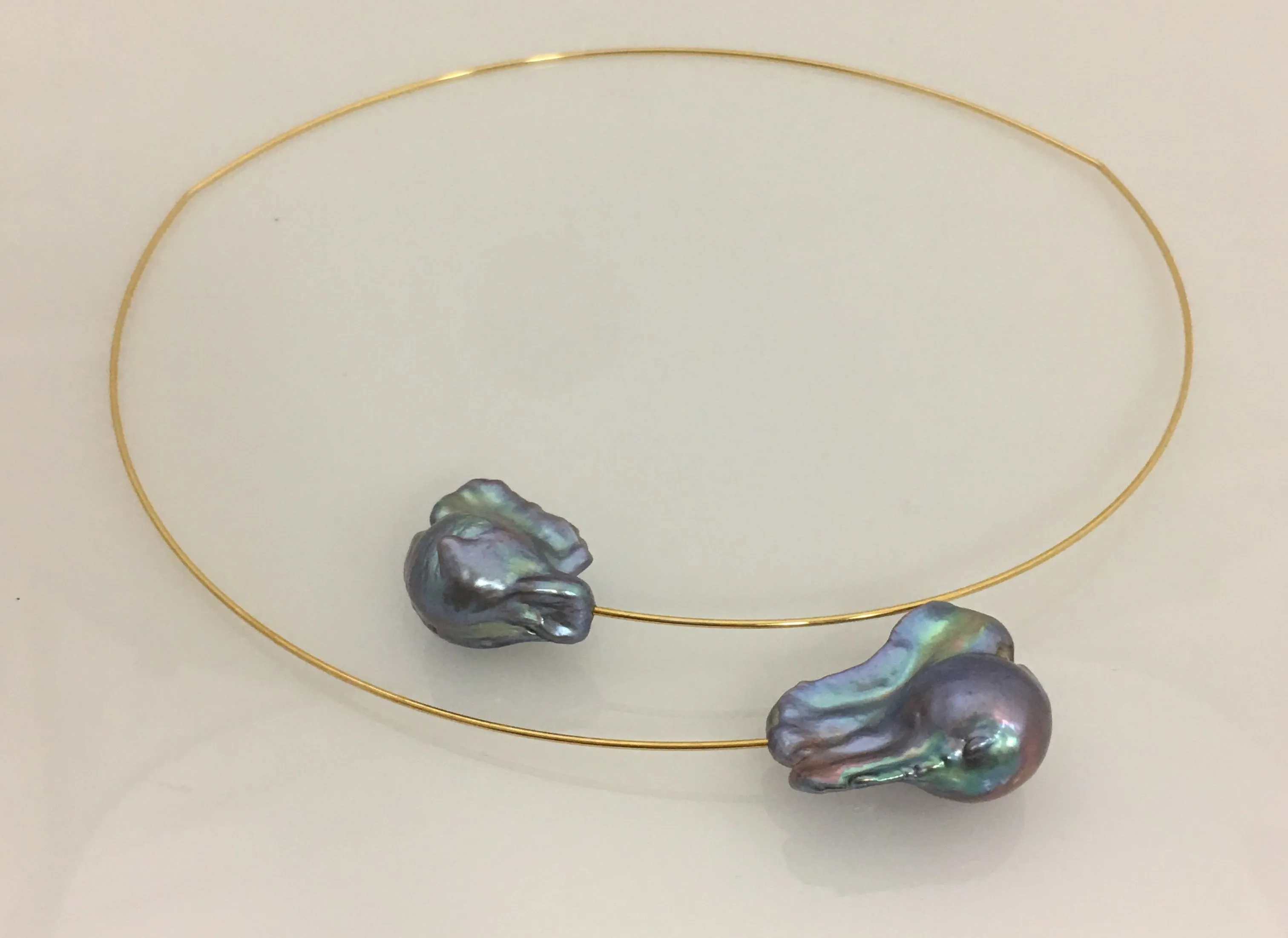 Melissa McArthur Grey Freshwater Pearl and Gold Neck Collar