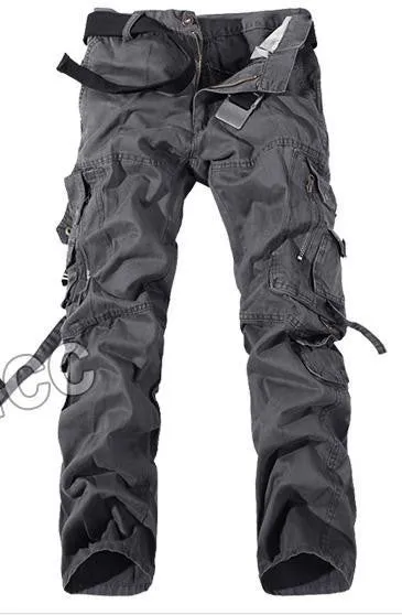 Men Cargo Pants army green grey black big pockets decoration Casual easy wash male autumn pants P1309