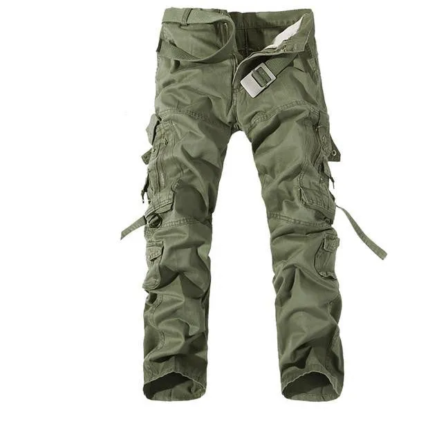 Men Cargo Pants army green grey black big pockets decoration Casual easy wash male autumn pants P1309
