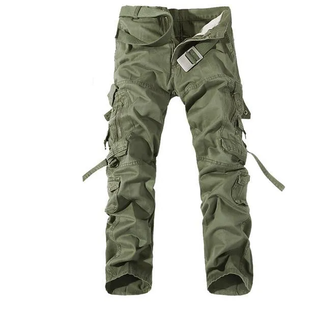 Men Cargo Pants army green grey black big pockets decoration Casual easy wash male autumn pants P1309