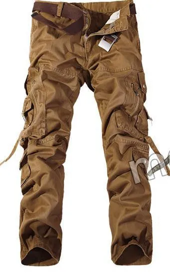 Men Cargo Pants army green grey black big pockets decoration Casual easy wash male autumn pants P1309