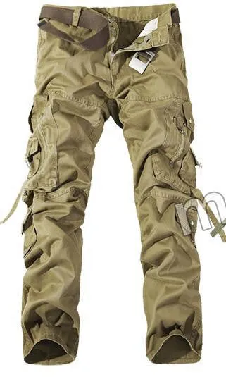 Men Cargo Pants army green grey black big pockets decoration Casual easy wash male autumn pants P1309