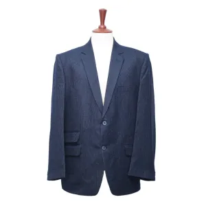 Mens Blazer Navy Blue Pinstripe Wool Handmade Dress Formal Suit Jacket Wedding Sport Coat 46R