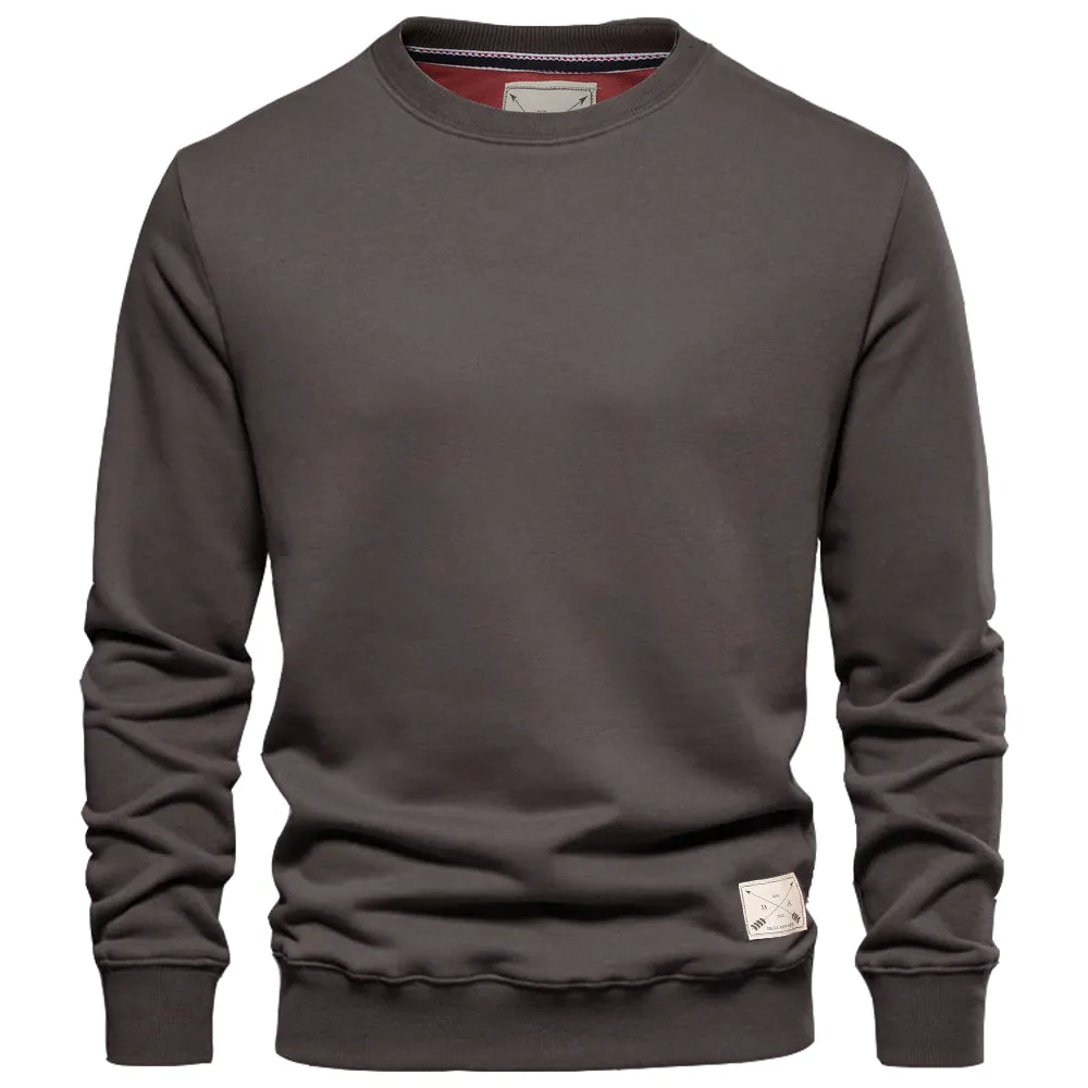 Men's Premium Cotton Crew Neck Sweater - Grey Marl