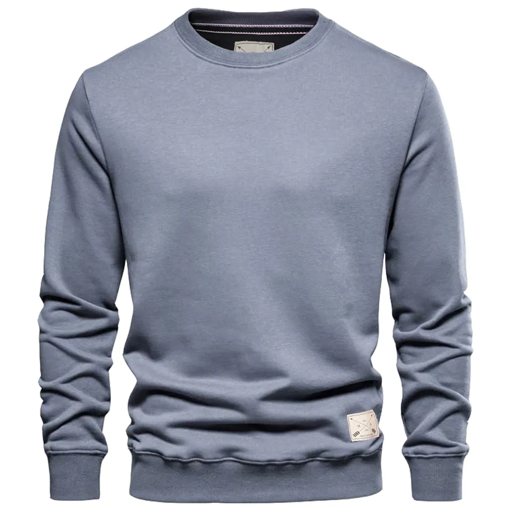 Men's Premium Cotton Crew Neck Sweater - Grey Marl