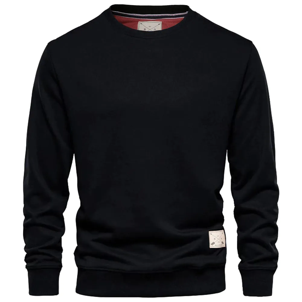 Men's Premium Cotton Crew Neck Sweater - Grey Marl
