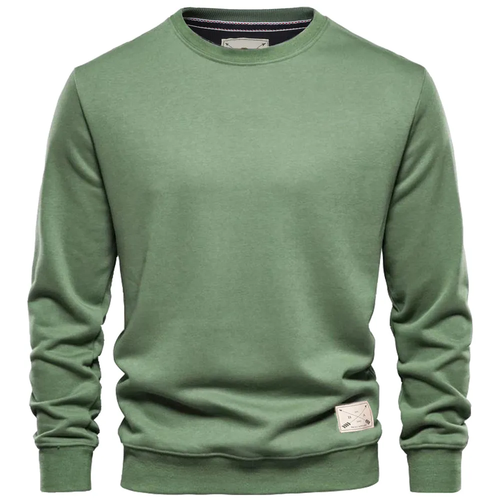 Men's Premium Cotton Crew Neck Sweater - Grey Marl