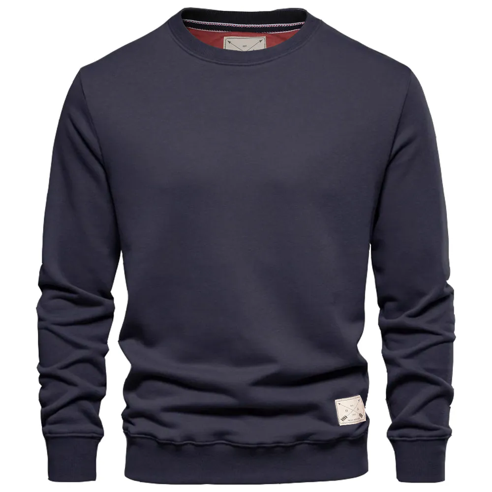 Men's Premium Cotton Crew Neck Sweater - Grey Marl