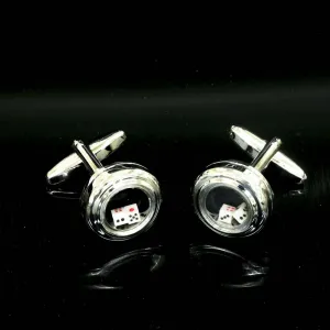 Mens Stainless Steel Functional Dice Cufflinks for Shirt with Box - Hand Crafted Perfect Gift