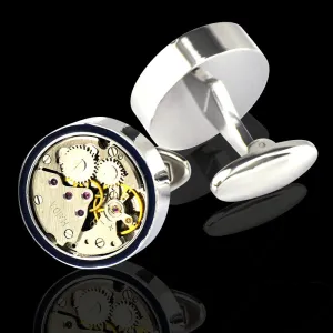 Men's Stainless Steel Functioning Movement Cufflinks with Box