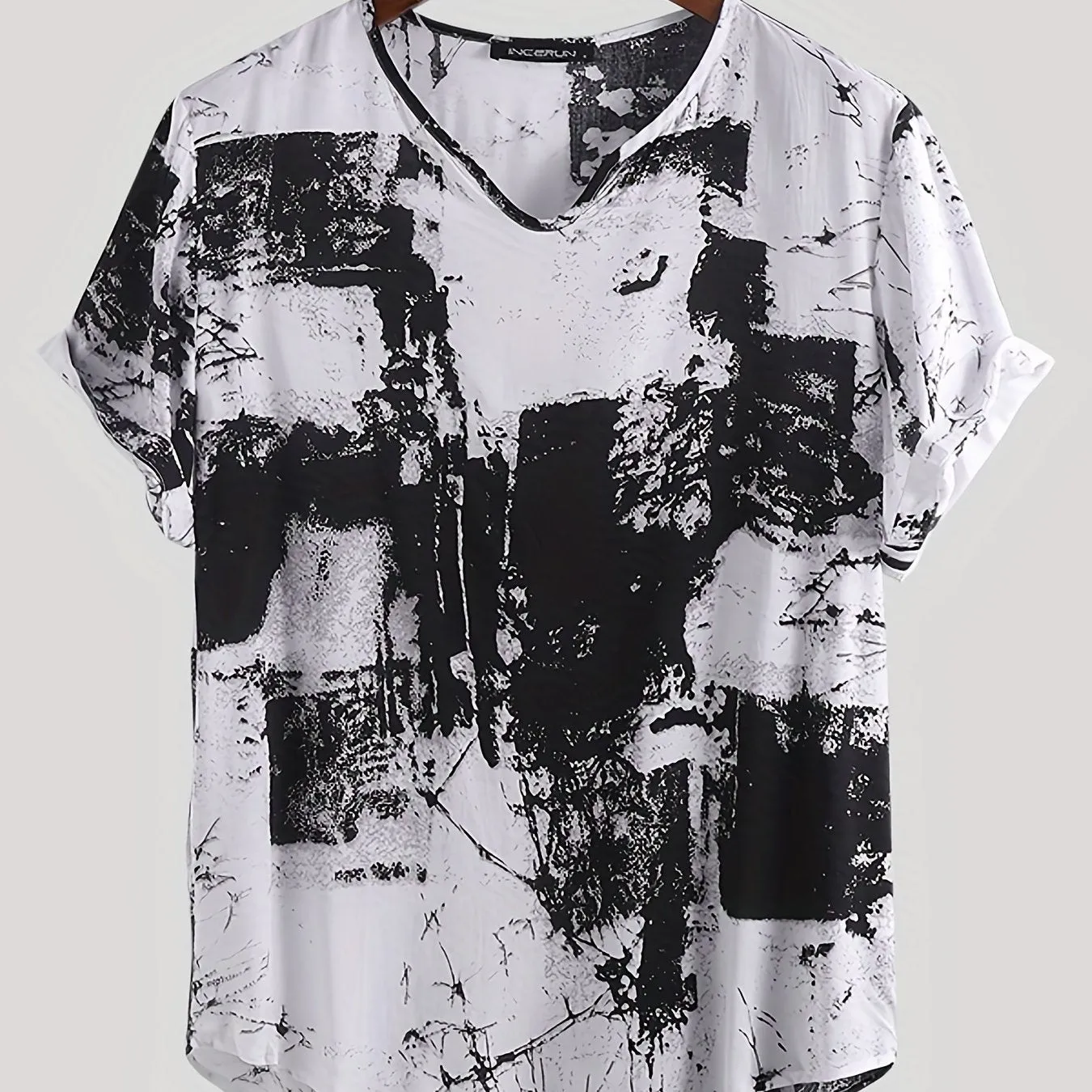 Men's T-Shirt Short Sleeve Tie-Dye Printed Tee Casual Loose V Neck Stylish T Shirt Tee Tops