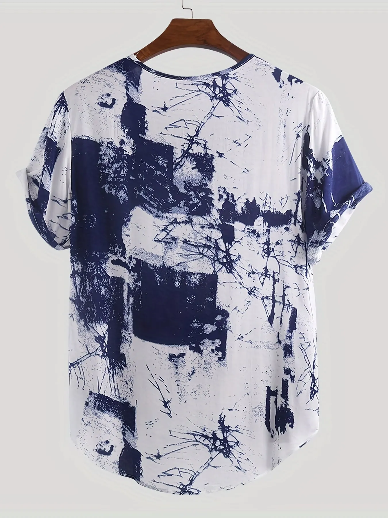 Men's T-Shirt Short Sleeve Tie-Dye Printed Tee Casual Loose V Neck Stylish T Shirt Tee Tops