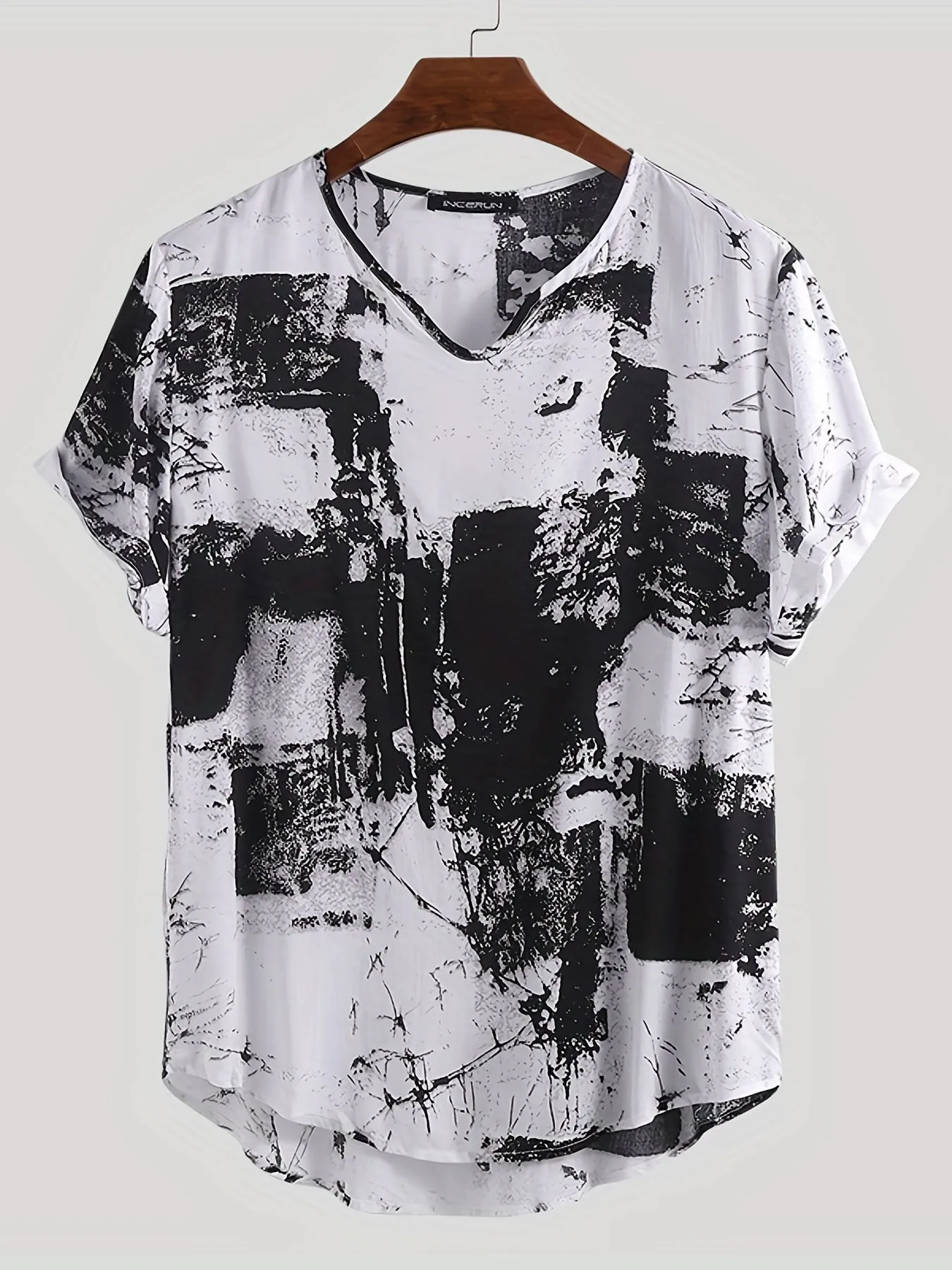 Men's T-Shirt Short Sleeve Tie-Dye Printed Tee Casual Loose V Neck Stylish T Shirt Tee Tops