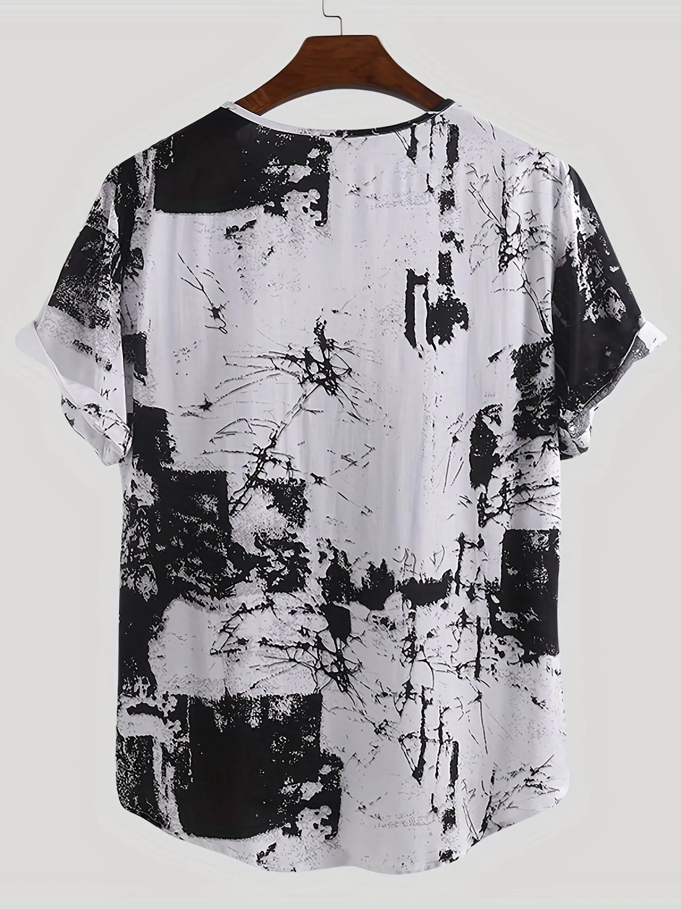 Men's T-Shirt Short Sleeve Tie-Dye Printed Tee Casual Loose V Neck Stylish T Shirt Tee Tops