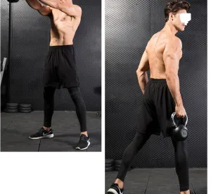 Men's Tights Two Piece Fitness Running Training Trousers Quick-Drying mens' Sport yoga pants
