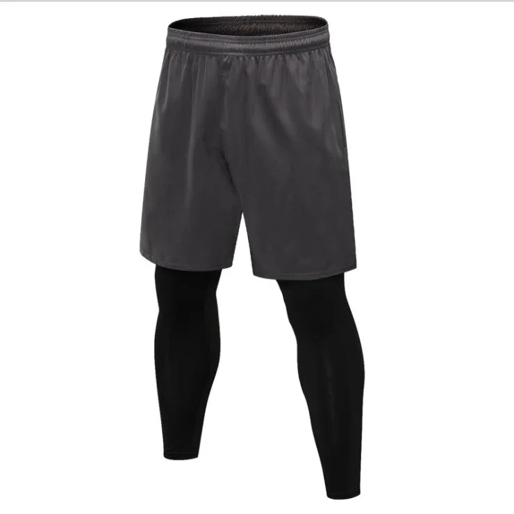 Men's Tights Two Piece Fitness Running Training Trousers Quick-Drying mens' Sport yoga pants