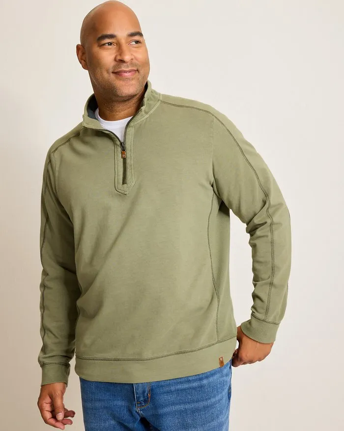 Men's Tommy Bahama |  Ben & Terry Half-Zip Sweatshirt | Tea Leaf