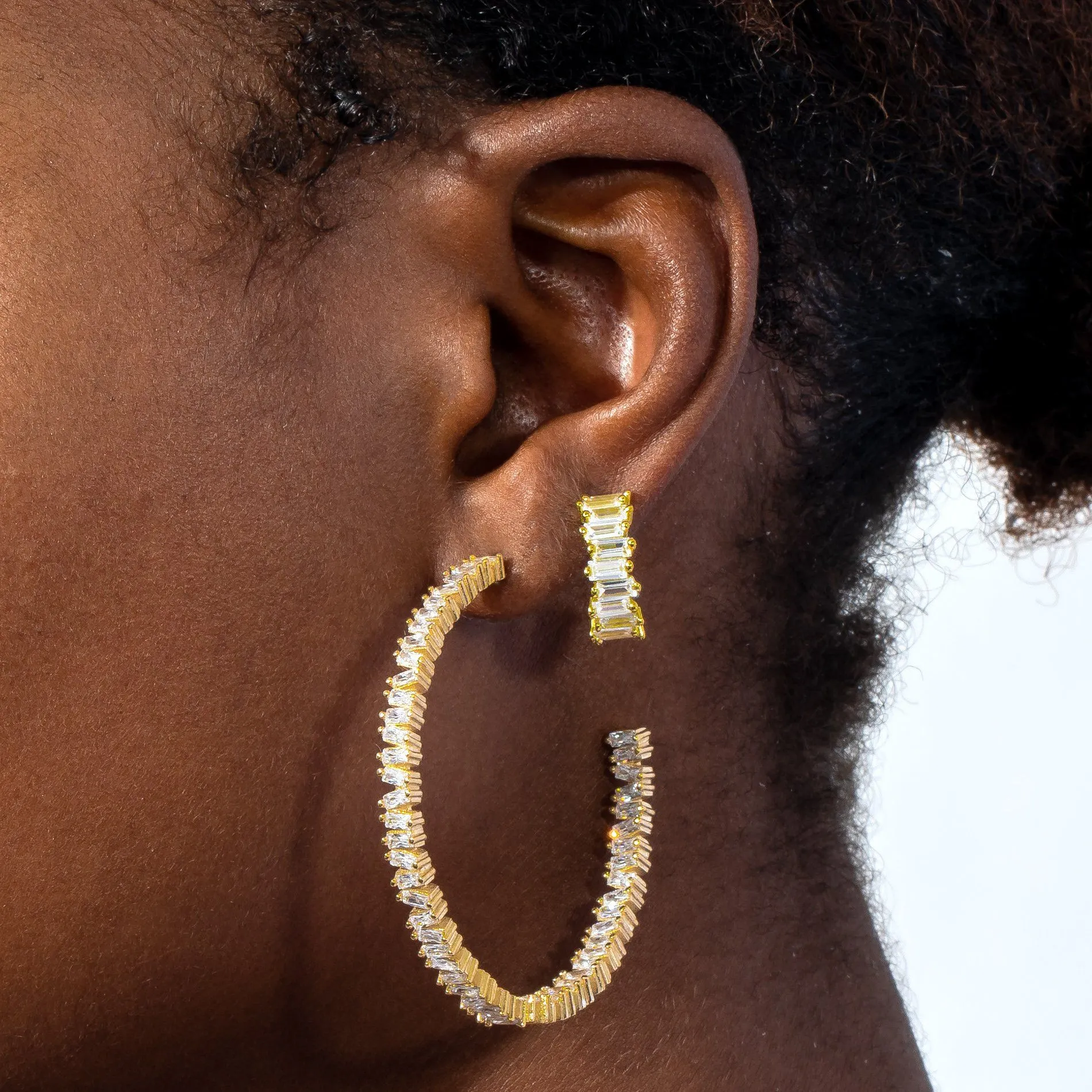 Mini Baguette Hoop Earring