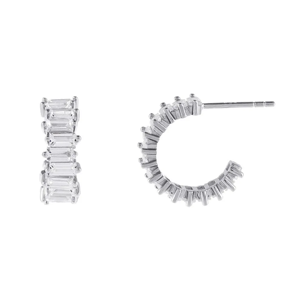 Mini Baguette Hoop Earring
