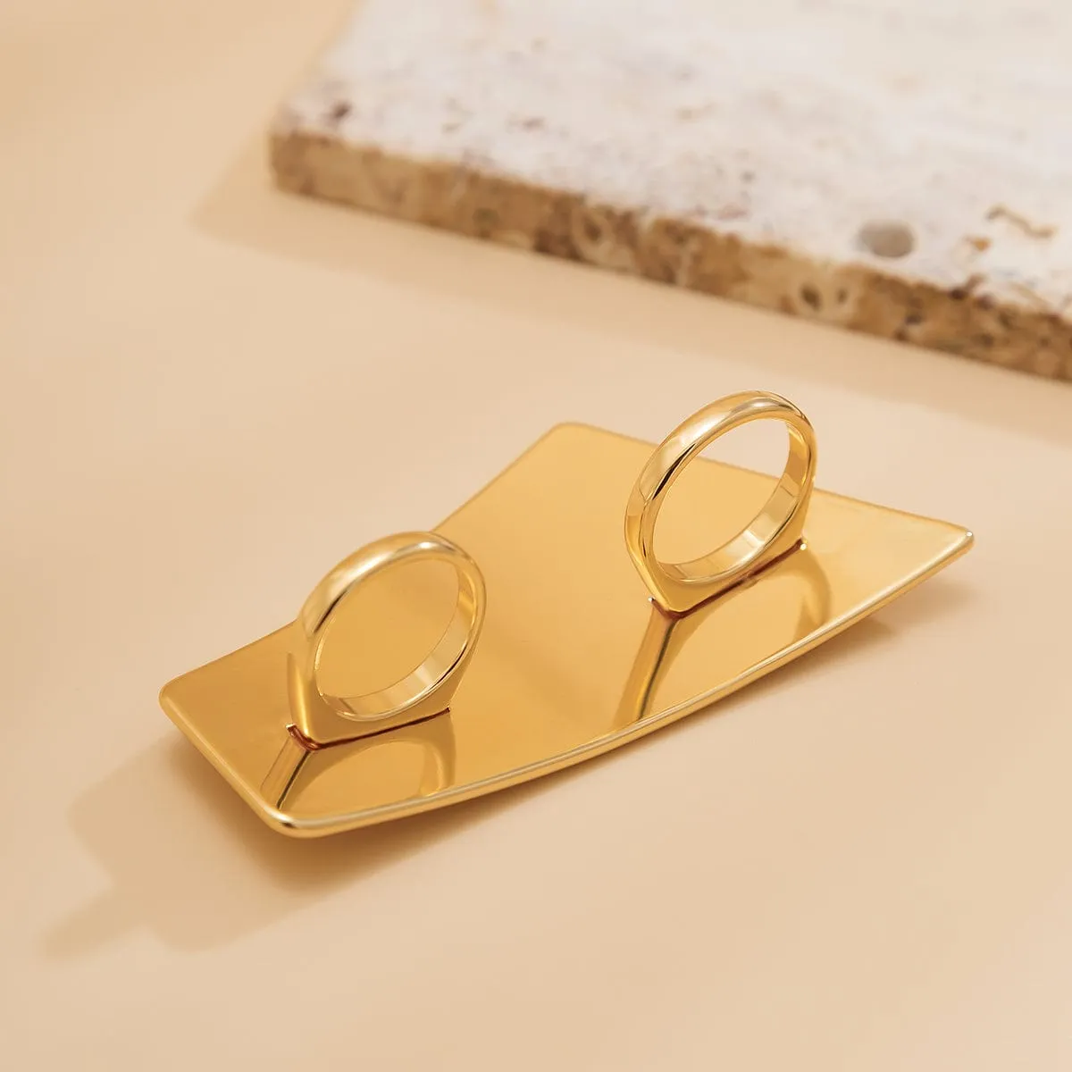 Minimalist Chunky Trapezoid Double Finger Ring