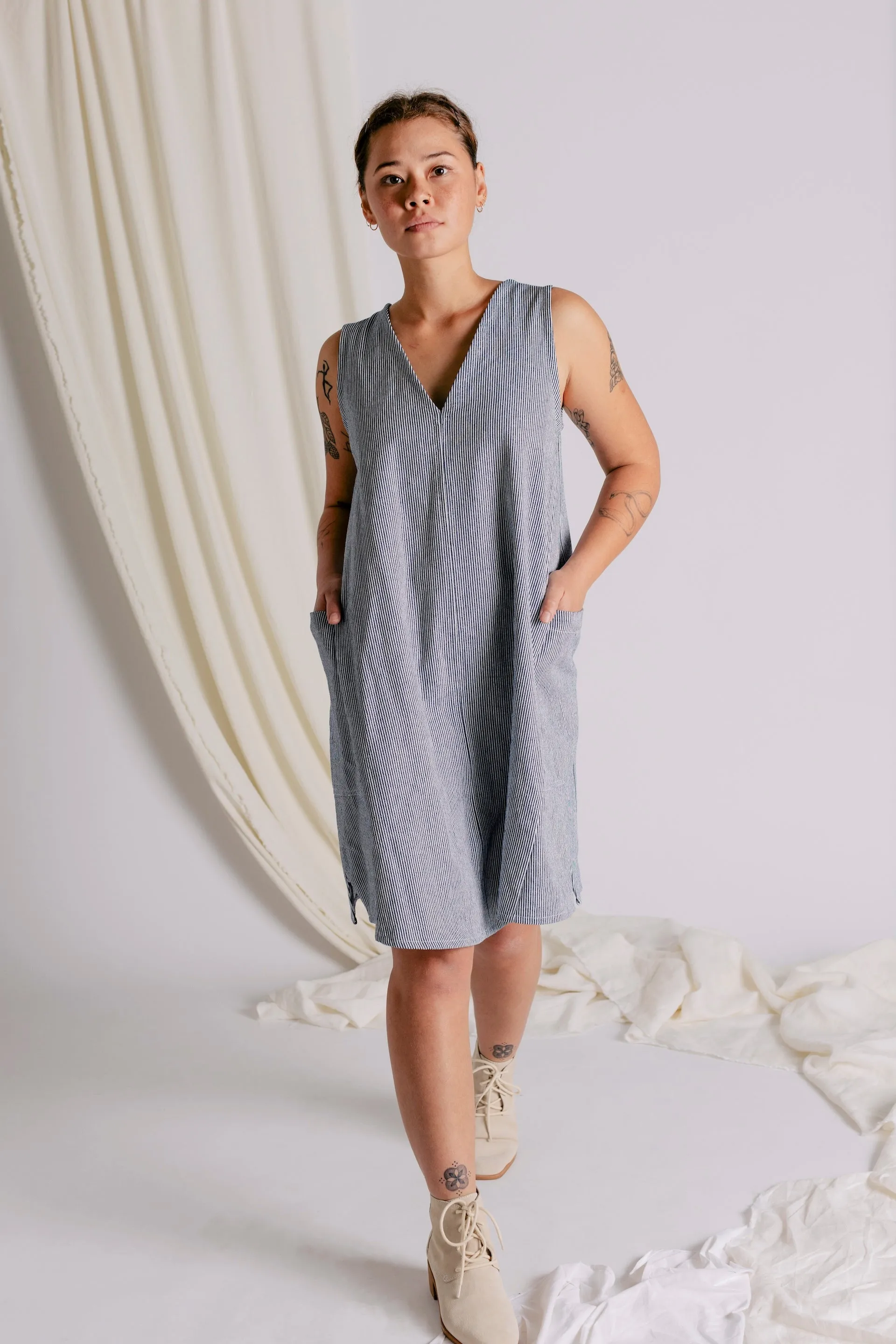 Mira Dress - Ticking Stripe