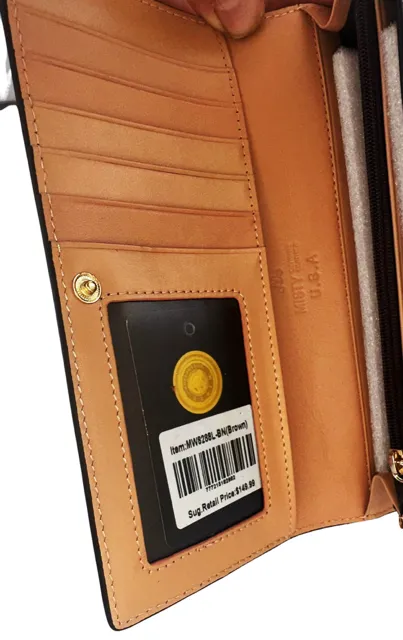 Misty Vintage-Inspired Brown and Tan Long Wallet