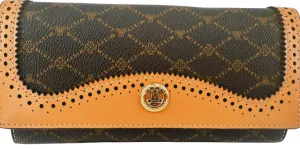 Misty Vintage-Inspired Brown and Tan Long Wallet