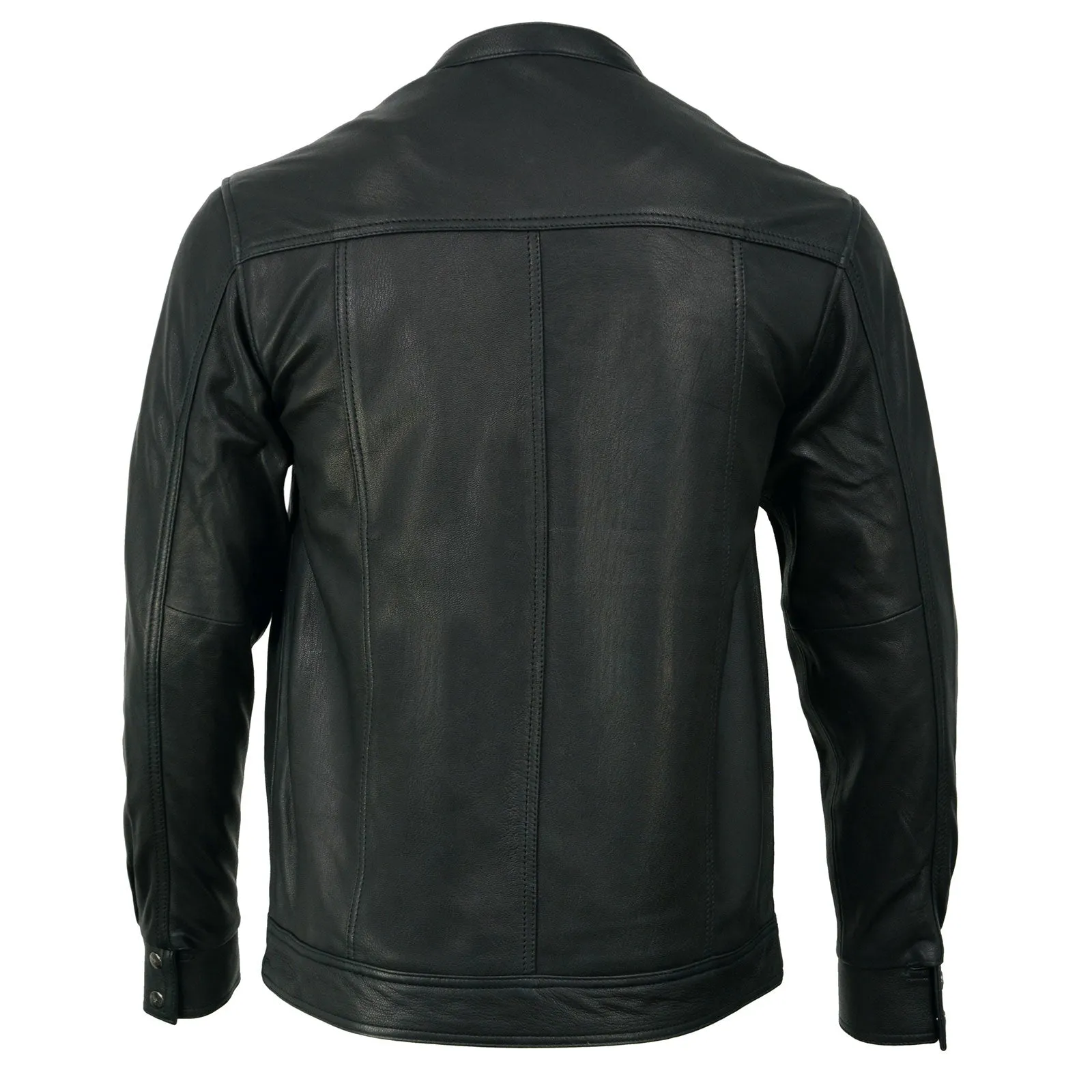 MLM1604 Men's Naked Goatskin Leather Light Weight Motorcycle Rider Shirt Jacket for All Seasons