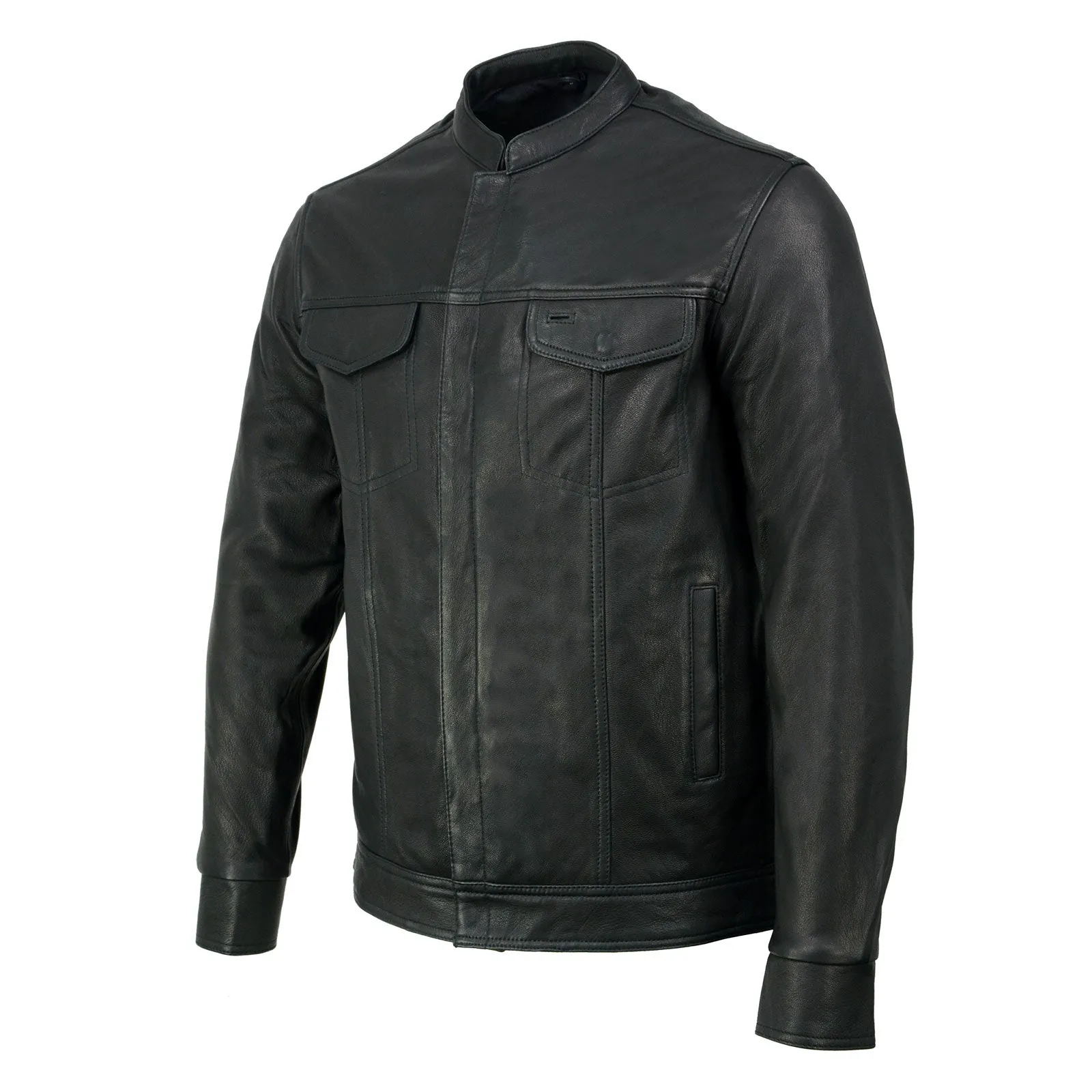 MLM1604 Men's Naked Goatskin Leather Light Weight Motorcycle Rider Shirt Jacket for All Seasons