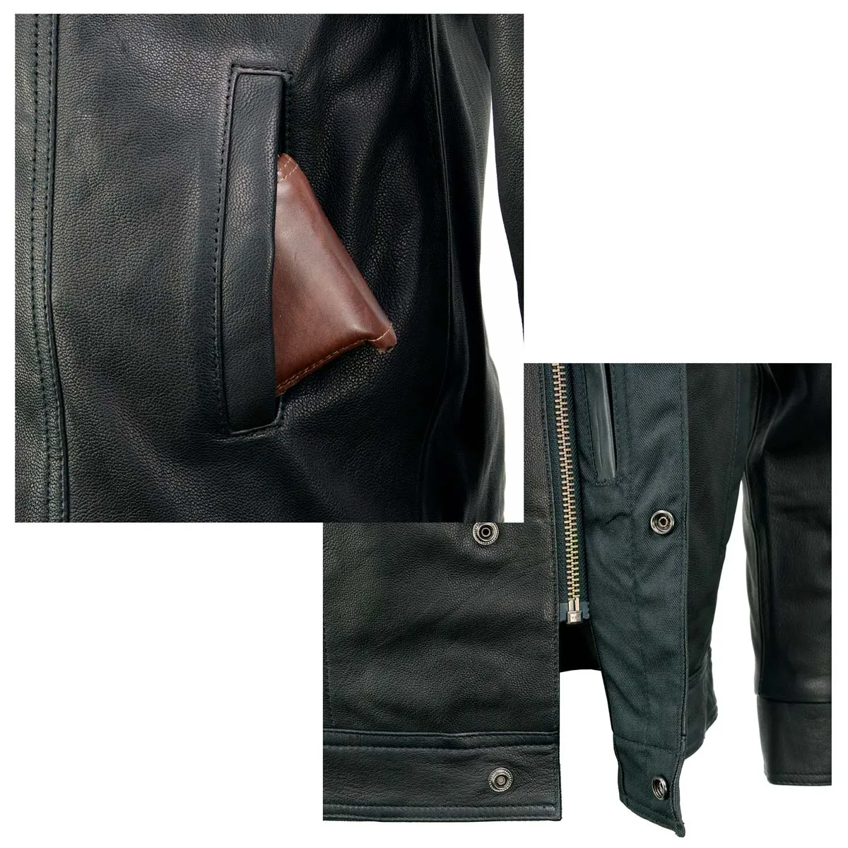 MLM1604 Men's Naked Goatskin Leather Light Weight Motorcycle Rider Shirt Jacket for All Seasons