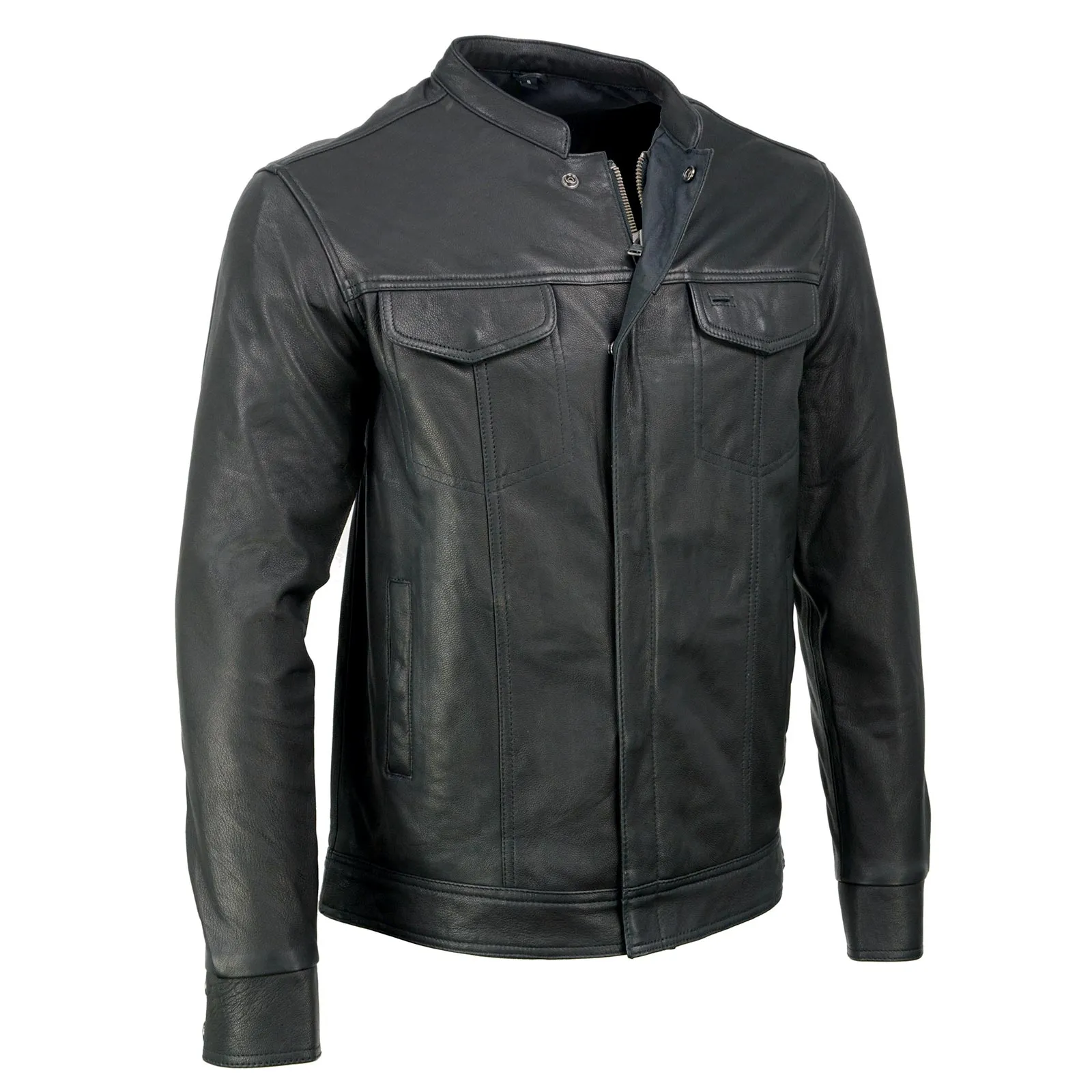 MLM1604 Men's Naked Goatskin Leather Light Weight Motorcycle Rider Shirt Jacket for All Seasons